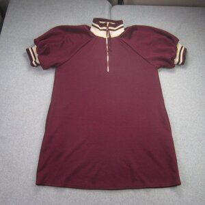 Entro Sweater Dress Womens Small Zesty 1/4 Zip  Balloon Short Sleeve Rugby NWT